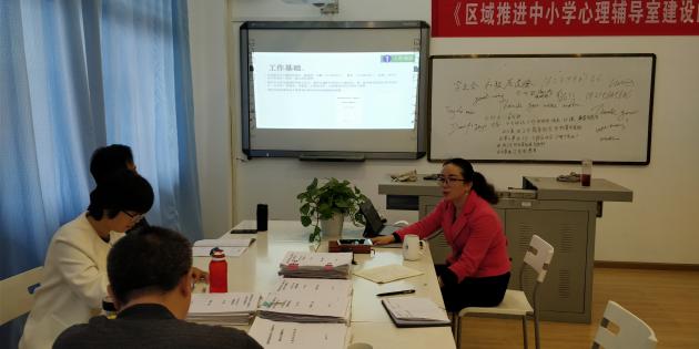 心理教研组陈丽萍老师汇报工作
